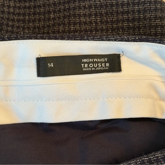 Loft Women’s Size 14 High Waist Trouser Wide Leg Navy Houndstooth Dress Pants - Picture 7 of 13